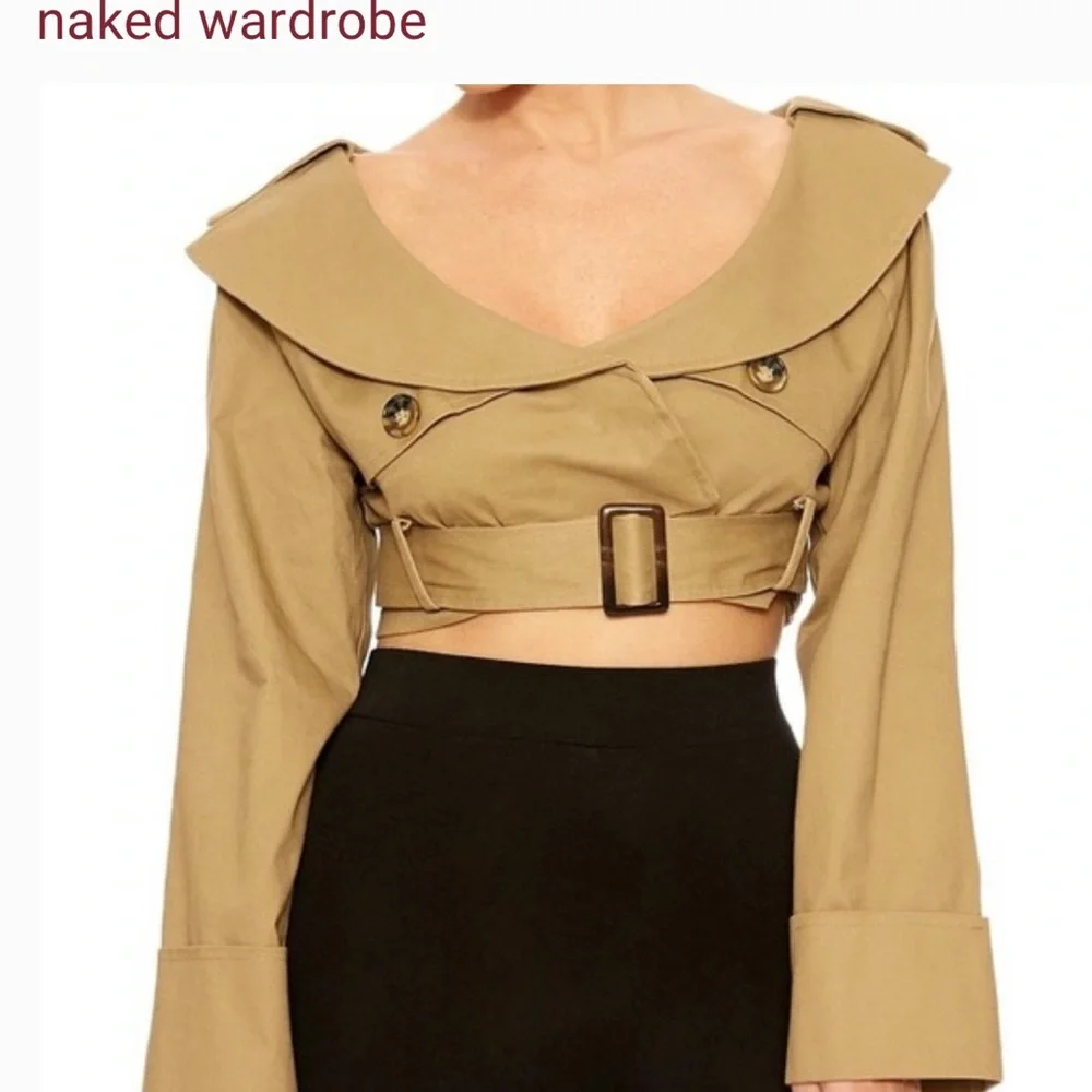 Naked Wardrobe cropped trench coat - Picture 1 of 6